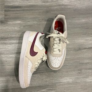 Nike Cream and Burgundy Sneakers